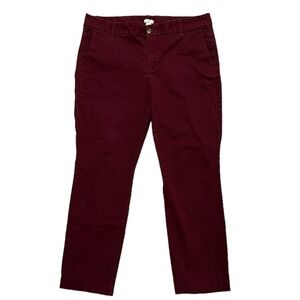 J. Crew 12 Stretch Khaki pants burgundy